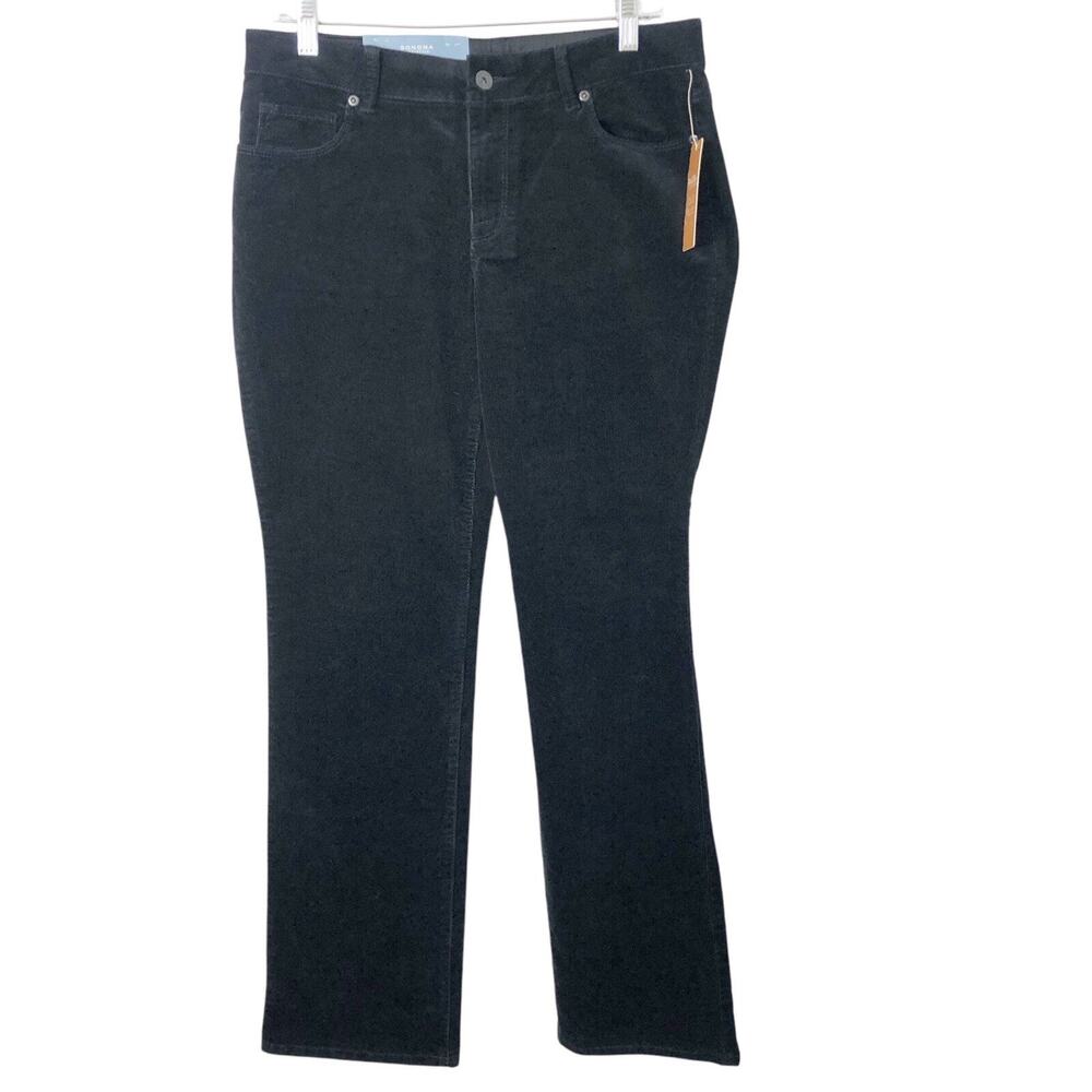 Sonoma NWT Women's Mid Rise Demi Bootcut Black Corduroy Pants Size 8